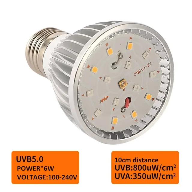 Lâmpada LED UV para Répteis: Ideal para Tartarugas, Lagartos e Serpentes com UVA e UVB para Terrários 5.0 e 10.0
