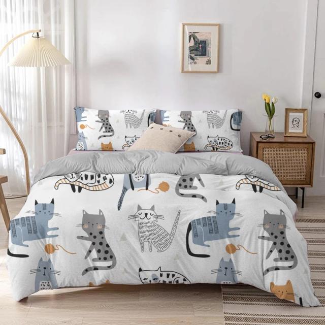 Capa de Edredão 3D para Animais de Estimação: Conjunto Neon de Gatinho Bonito para Amantes de Gatos