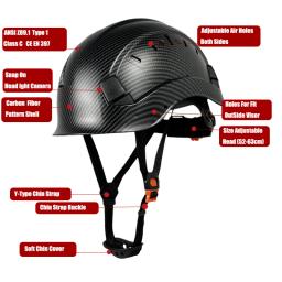 Capacete de segurança protetor para homens Chapéus industriais, ABS, Padrão de fibra de carbono, Cap trabalho industrial, CE, Industrial - Image 4