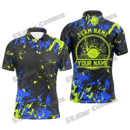 Camisa polo masculina impressa em 3D, azul Camo Bowling Custom Name, Casual Bowling Jersey, presente para jogadores de boliche, verão, rua, WK51 - Image 5