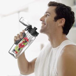 Garrafa De Água Infusor De Frutas, BPA Free, Esportes De Infusão De Frutas Tampa Flip Top Com Bico De Bebida, Prova de vazamento feita de Tritan durável, 32 OZ - Image 6