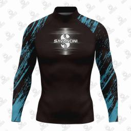 Savancini-camisa de manga comprida masculina com proteção UV, roupas masculinas para natação e mergulho - Image 3
