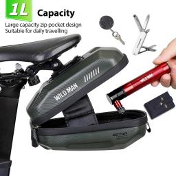 SELVAGEM MAN-Bicicleta Cauda Bag, Shell duro impermeável, reflexivo, ajustável, ciclismo Saddle Bag, MTB Road Bike Acessórios, 1L Capacidade - Image 6