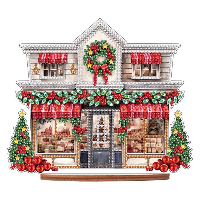 Beleza Natural: Kit de Ornamentos de Natal em Madeira Pintada para Decoração de Mesa e Escritório