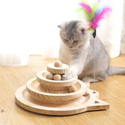 Wooden Tower Tracks Disc for Pet, Toy Cat, Intelligence Tower, Triple Play, Ball Training Toys, diversões, 2 Níveis, 3 Níveis - Image 1