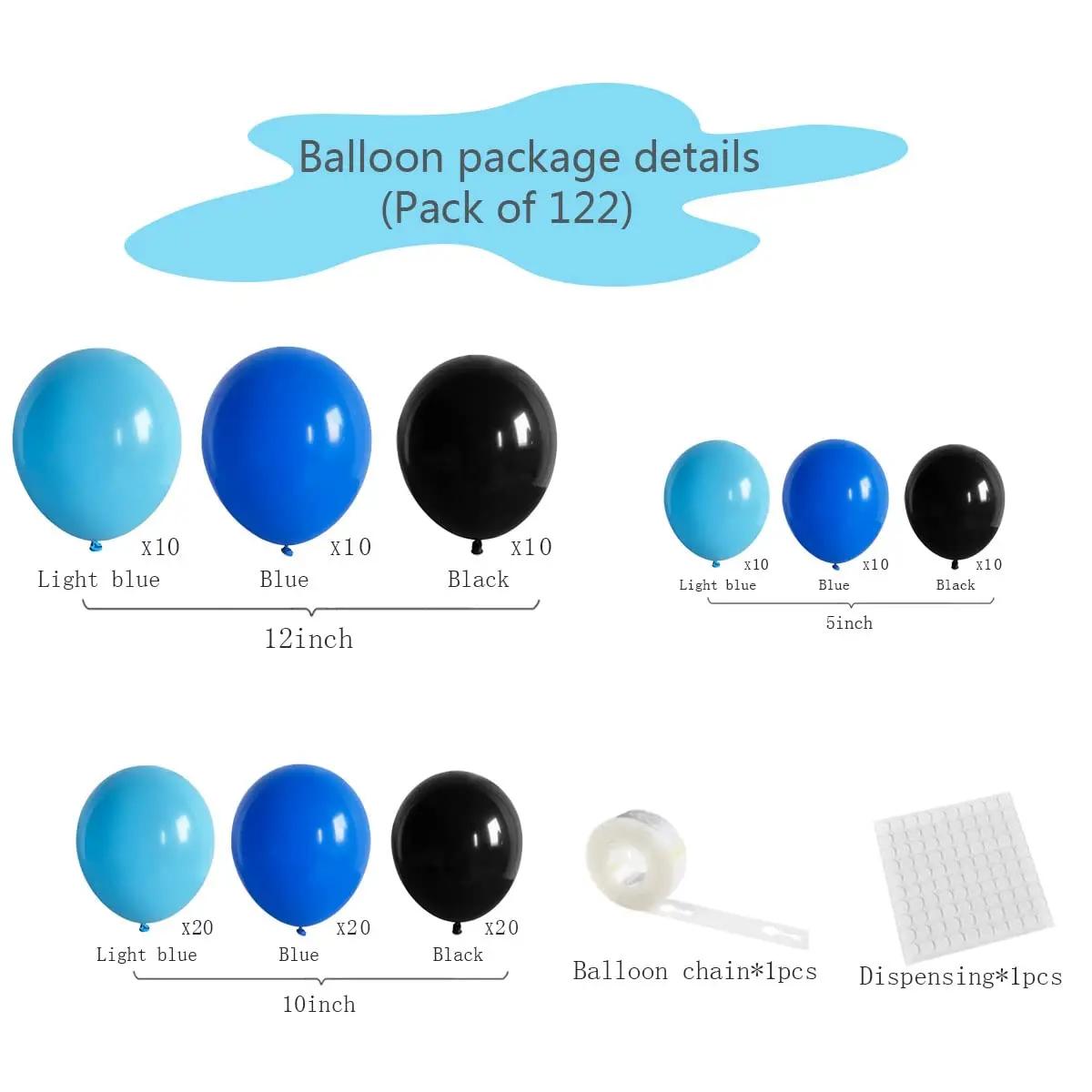 122 pçs preto luz azul real balão azul garland arco kit meninos vídeo jogos festa de aniversário decorações super-herói - Image 1