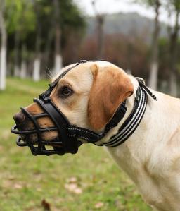 Focinho reflexivo ajustável para cães grandes, focinho acolchoado do treinamento do animal de estimação, focinho respirável do cão, pode arfar e beber, impede morder - Image 1