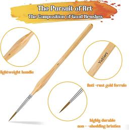Conjunto de pincéis de pintura de detalhes em miniatura premium, 11 peças com haste triangular de madeira natural para modelos de artesanato a óleo de aquarela, desenho de linha ótimo - Image 4