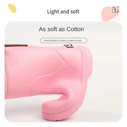 Botas de chuva de borracha impermeáveis para crianças, slip-on, resistência ao desgaste, bebês meninos e meninas sapatos, cor sólida, antiderrapante, calçado infantil, H30-1 - Image 4