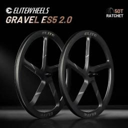 Conjunto de Rodas de Carbono ELITEWHEELS GRAVEL ES5 2.0 com Cubo Ratchet 50T, Largura Interna de 26mm, Tubeless, Aerodinâmico para Trilha e Cross Country - Image 1