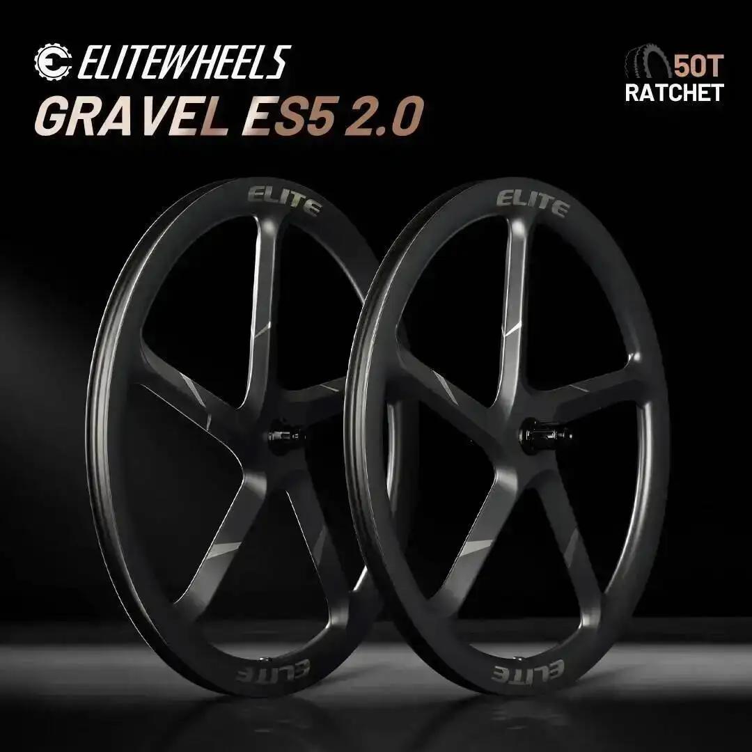 Conjunto de Rodas de Carbono ELITEWHEELS GRAVEL ES5 2.0 com Cubo Ratchet 50T, Largura Interna de 26mm, Tubeless, Aerodinâmico para Trilha e Cross Country - Image 1