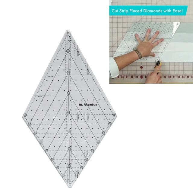 Régua Diamante de 60 Graus para Corte de Tecido - Ferramenta de Quilting e Template