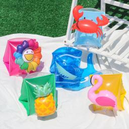 Anel de natação inflável para crianças, braçadeiras, desenhos animados, flamingo, dinossauro, flutuador de piscina, treinamento de natação infantil - Image 2
