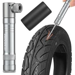 Bomba de bicicleta co2 com kit de reparo de pneus sem câmara de ar, válvula schrader e presta, inflador de pneus portátil, acessórios de bicicleta de liga de alumínio - Image 5