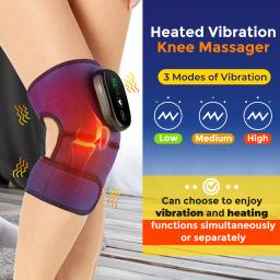 Massageador térmico de aquecimento do joelho e do cotovelo, 3 em 1, suporte de cinta recarregável, almofada de vibração, ombro - Image 2