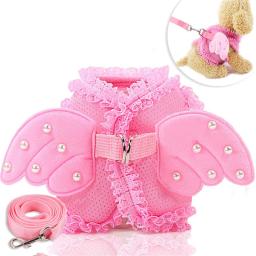 Guia para coleira de cachorro e gato, pequeno, pérola, fofo, asas de anjo, princesa, pet, cachorros, correias ajustáveis - Image 1