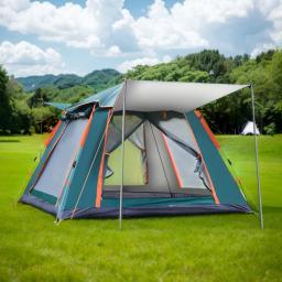 Barraca de acampamento automática com Canopy, Tenda dobrável ao ar livre, Tenda portátil hexagonal para a família, 3-4-6 pessoas - Image 2