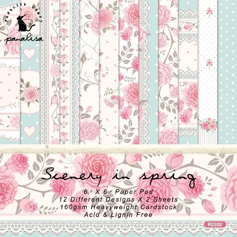 Estilo colorido Floral Papel de fundo, Scrapbook Pads, Junk Journal Paper Pack, Arte Artesanal Papel Artesanal, 6 Polegadas, 12 Folhas - Image 1