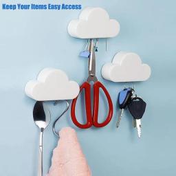 Bonito magnético nuvem poderoso ímãs chaveiros ganchos chave cabides organizador para porta de parede entrada foyer fácil instalar - Image 2