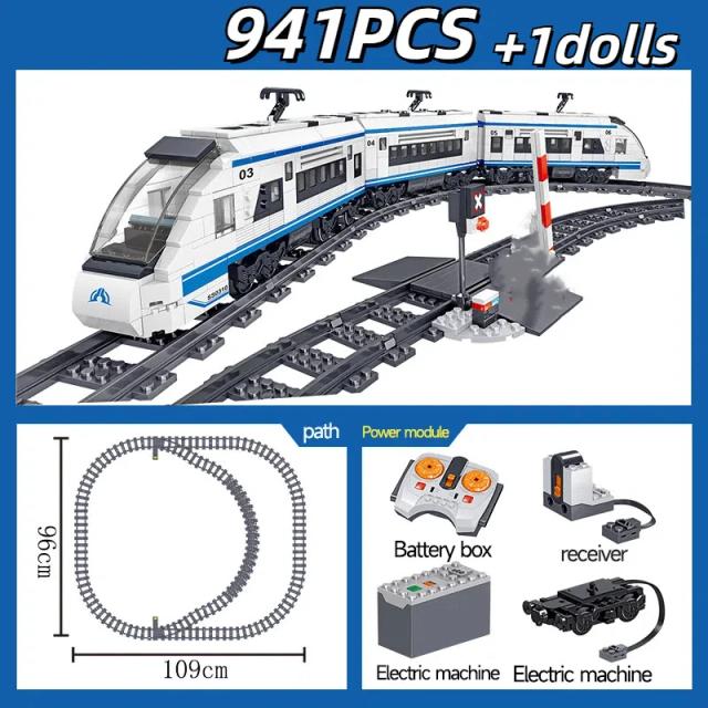 Blocos de Construção Trem Locomotiva Elétrica Fuxing Hexie Alta Velocidade