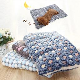 Cobertor macio macio para animais de estimação, tapete quente, respirável, pele amigável, impressão estrela bonito, cama de cães e gatos - Image 3