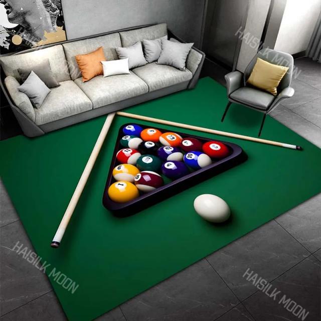 Tapete 3D Bolas de Bilhar HD 120x180cm Antiderrapante Lavável