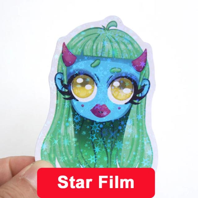 Adesivos Personalizados Glitter Impermeáveis com Holograma e Design de Anime para Etiquetas Decorativas e Logotipos