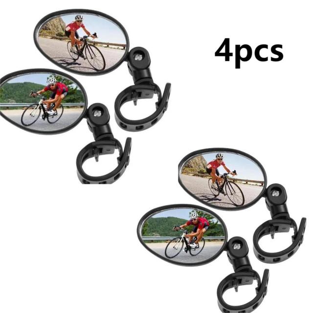 Bicicleta com Retrovisores Ajustáveis e Resistentes, Guidão com Espelhos Rotativos 360° - Par com 2 Unidades