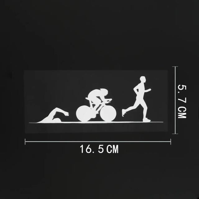 Adesivo Protetor para Carro de Esportes: Corrida, Natação, Bicicleta e Triathlon em Vinil PVC à Prova d'Água 20cm