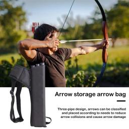 Aljava com arco e flecha com design de três tubos, setas de pano Oxford durável, bolsa de arco e flecha ajustável para esportes - Image 1