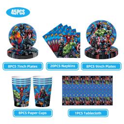 Marvel Superhero Birthday Party Decorações, Os Vingadores Kids Party Supplies, Conjunto de Louça, Balões, Banner, Toalha de Mesa, Pano de fundo - Image 4
