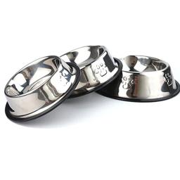 6 tamanho de aço inoxidável tigela do cão para o prato de água tigela de comida do cão pet filhote de cachorro gato pet tigela alimentador de alimentação bacia de água do cão para cães gatos - Image 5