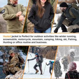 Jaqueta aquecida com capuz para homens e mulheres, corta-vento tático, caça, caminhadas, camping, pesca, esqui, roupas, quente, inverno, outono - Image 2