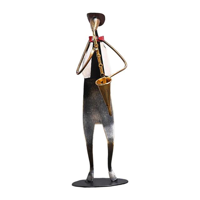 Estátua Artesanal de Músico Metal: Escultura Multifuncional para Decoração de Casa e Café