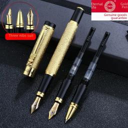Eternal Aço Pen Set, Caneta Assinatura de 3 Peças, Caligrafia Estudante, Papelaria Escritório, Cartucho de Tinta Recarregáveis - Image 3