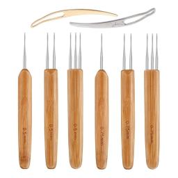1-3 pçs ganchos dreadlocks agulha para trança de bambu natural dreadlocks dreadlocks dreadlocks ferramenta de tecelagem de cabelo estilo acessórios braiders - Image 1