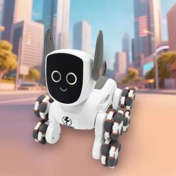 Cão Mecânico com Controle Remoto de Oito Rodas 2.4G 4WD 360 °   Cão robótico de música dinâmica com demonstração de uma tecla de rotação para crianças, animais de estimação e brinquedos - Image 6