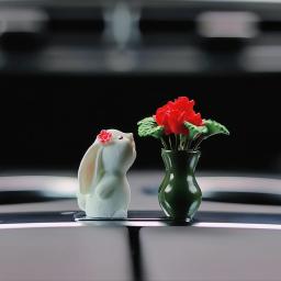 Anime Bunny Smell Roses Decoração de interiores do carro, Auto Center Console Gadget, enfeites bonitos, acessórios de carro, presentes para mulheres - Image 2