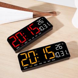 LED Despertador Digital com Tela Grande, Smart Desk Clock, Brilho Ajustável, Botão Sono, Grandes Dígitos, Moderno, Sala de estar - Image 4