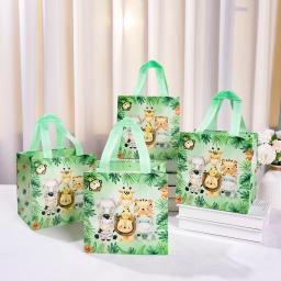 Sacos de presente não tecidos para crianças, tema de animais da selva, favores de festa, sacola de doces portáteis, festa de aniversário - Image 4