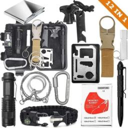 Outdoor Adventure Emergency Survival Tool Bag, Ferramentas táticas para Camping Caminhadas e Caça, 17 em 1 - Image 2