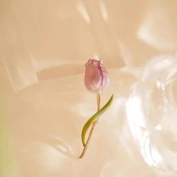 Corsage Tulipa de casamento para homens e mulheres, broches de flor rosa, alfinetes de lapela de flores - Image 3