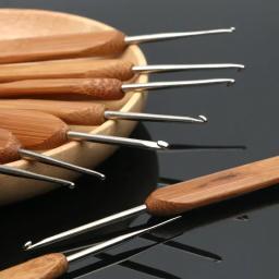 Agulhas de tricô de crochê de bambu ganchos fio tecer alça gancho ferramentas diy acessórios de costura rendas tecer agulha de artesanato 0.5mm-6.0mm - Image 3