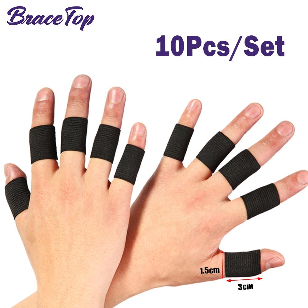 BraceTop 10 pçs Elástico Esportes Mangas de Dedo Suporte para Artrite Guarda de Dedo Ao Ar Livre Basquete Voleibol Proteção de Dedo Novo - Image 1