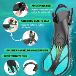 Profissional Snorkeling Pé Mergulho Nadadeiras, aletas de natação adulto ajustáveis, nadadeiras, equipamentos de esportes aquáticos, criança e criança - Image 3