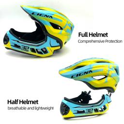 CIGNA-Capacete de bicicleta completo para crianças, capacete infantil, luz da cauda, chin removível, bicicleta de descanso, ciclismo, esporte de corrida, boné de segurança - Image 5