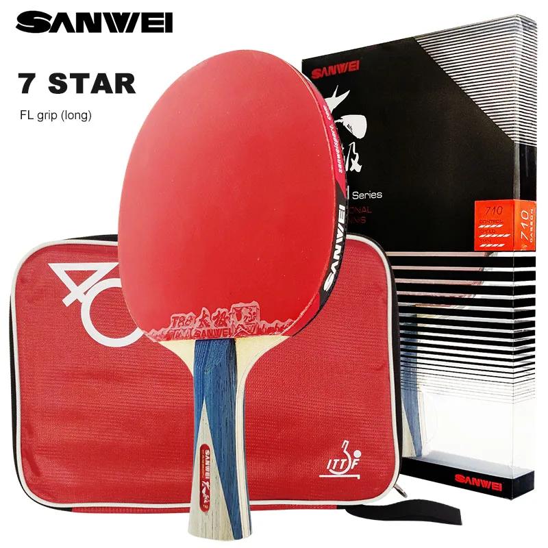SANWEI-Raquete De Tênis De Mesa, Madeira Profissional, Carbono, Ping Pong Ofensivo, Borracha Pegajosa, Ataque Rápido, 7, 8, 9 Estrelas, Taiji - Image 1