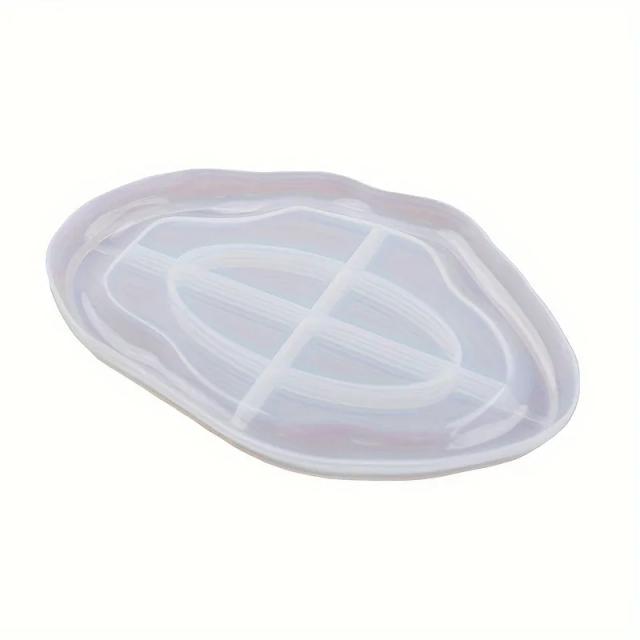Bandeja Grande de Silicone para Resina Epóxi: Moldes Oval e Redondo com Borda, Ideal para Jóias em Forma de Nuvem