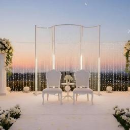 Arco de casamento frisado em forma de S com luzes LED cenário de palco para festa de noivado decoração foto pano de fundo - Image 6