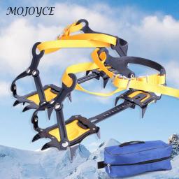 Grampos de gelo de aço inoxidável, 10 dentes, grampos de montanhismo, ajustável com bolsa, caminhadas, escalada, pesca, jogging, 1 par - Image 4